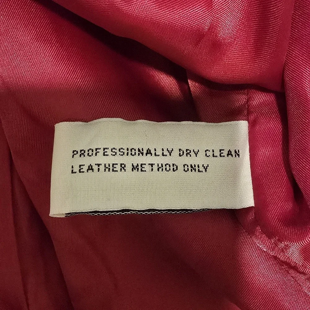 Vtg‎ Preston & York Coat Jacket Women's Lamb Skin Leather Red Lined Button